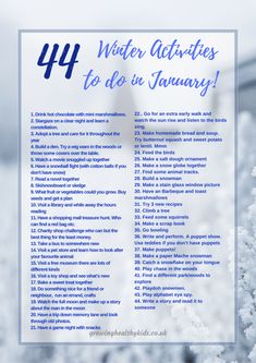 the winter activities to do in january are shown with text overlaying it and snow covered ground