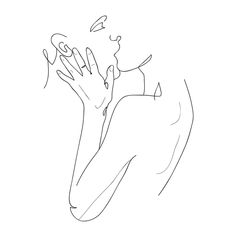 a line drawing of a woman's hand reaching up into the air with her fingers