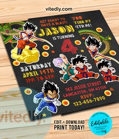 the dragon ball birthday party printables are available for any child's age