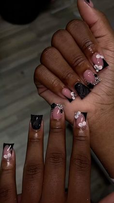 Black Acrylic Nails, Duck Nails, Colored Acrylic, Work Nails