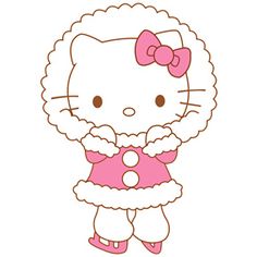 the hello kitty is wearing a pink dress