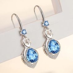 Exquisite Water Drop Design】The Earrings Feature A Combination Of Silver And Blue Zirconia Stones, As Elegant As Ever. Blue Rhinestones Are Subtly And Perfectly Set In The Center Of The Pendant. Contains Soft Love, Interpretation Of Precious Romance.【S925+Zircon】5A Swiss Zircon, Not Easy To Be Oxidized, Not Easy To Be Allergic, Elegant As Ever, Electroplating And Thickening Polishing Process, Durable And Not Fading. Elegant Spar Material, Pure And Soft Color, More Unique Temperament, Blooming Be Water Drop Design, Drop Design, Mens Jewelry Bracelet, Blue Rhinestones, Water Drop, Drop Pendant, Watch Necklace, Pink Crystal, Hook Earrings