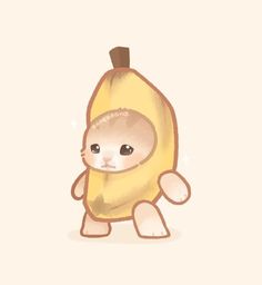 a drawing of a cat in a banana costume