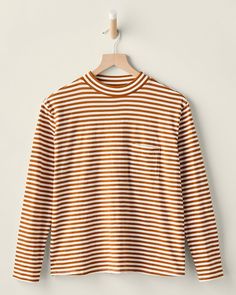 Weekender Mock-Neck Long-Sleeve Tee Garnet Hill, Pocket Detail, Pima Cotton, Tee Shop, Mock Neck, Garnet, Long Sleeve Tees, Long Sleeve