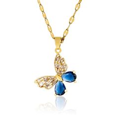 PRICES MAY VARY. 🌈 Non Tarnish Plated 18k Gold Necklace - This butterfly necklace is made of delicate stainless steel plated with 18k and AAAA zircon stones, lead-free, nickel-free and non-allergenic, so you don't have to worry about rusting or tarnishing when you wear it, and it will keep its shine for a long time 🌈 Butterfly Jewelry Gifts - The zirconia portion of the necklace is a very deep blue color that is mesmerizing, and its chain looks shimmering at different angles, Modern,Minimal an Aesthetic Pendant, Gold Butterfly Necklace, Gift Aesthetic, Butterfly Necklace Gold, Necklace Butterfly, Friendship Necklace, Zirconia Necklace, 18k Gold Necklace, Cubic Zirconia Necklace