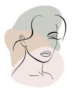 a drawing of a woman's face with her hair pulled back and eyes closed