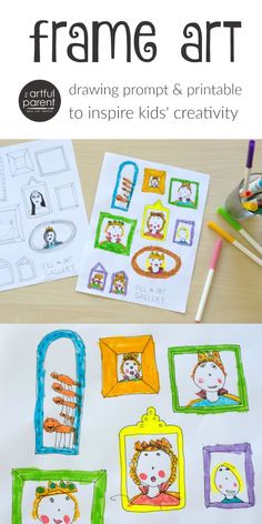 an art project for kids with the title frame art drawn on paper and colored pencils