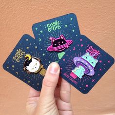 My paper supplier discontinued my beloved holographic paper 😭😭😭😭 I had to make new backing cards for my pins. They're sparkly tho 😢 remember to click the link in my bio to purchase! Pin Card Design, How To Make Enamel Pins, Pin Ideas Button Diy, Backing Card Design, Pin Backing Card, Holographic Paper, Pins And Buttons, Mode Kawaii, Enamel Pin Collection