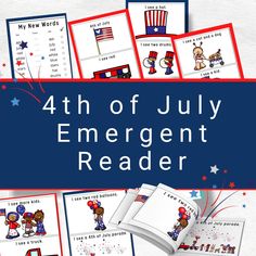 the fourth of july emerger is shown with red, white and blue pictures