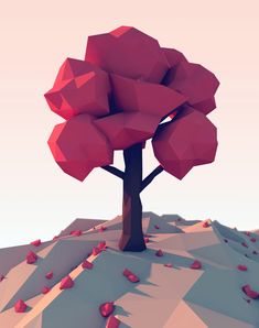 a stylized image of a tree on top of a hill