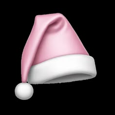 a pink santa hat with a white ball