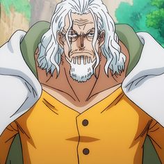 an anime character with white hair and beards