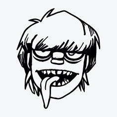 an angry cartoon character with glasses and tongue sticking out