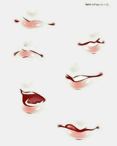 different shapes and sizes of lips with red liquid on the top, bottom and bottom