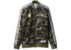 BAPE x adidas adicolor Track Top Olive Cargo - FW18 Street Casual Men, Bape Jacket, Hypebeast Style, Adidas Adicolor, Camo Shirts, Hoodie Green, Adidas Originals Mens, Mens Stripes, Mens Fashion Classy