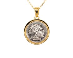 Coin Necklaces: Ancient History Revived With Stylish Modernist Medallions in Hellenistic and Etruscan Inspirations Gifts for Mom - Etsy Cyprus Luxury Engraved Coin Pendant Necklace, Formal Symbolic Coin Pendant Jewelry, Silver Intaglio Round Pendant Necklace, Formal Symbolic Jewelry With Coin Pendant, Silver Necklace With Intaglio Round Pendant, Gold Coin Pendant, Alexander The Great, Gold Coin, Bronze Statue