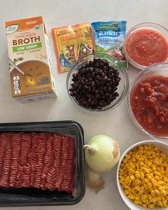 the ingredients for this meal include beans, corn, tomatoes, and broccoli