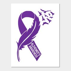 a purple ribbon with birds flying around it and the words pancreres awareness on it