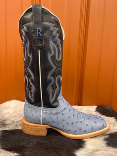 R. Watson Men's Serpentine Bruciato Full Quill Ostrich Square Toe Western Boots RW4518-1 | Painted Cowgirl Western Store Rustic Fitted Boots For Rodeo, Luxury Square Toe Boots For Rodeo, Fitted Hand Tooled Boots For Rodeo, Hand Tooled Fitted Boots For Rodeo, Cowboy Boots Square Toe Boot Barn, Square Toe Cowgirl Boots, Corral Tall Boots, Luxury Blue Western Boots, Cowgirl Boots Square Toed