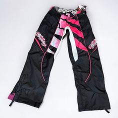 New nice quality sharp looking pants ! Fly Racing KINETIC WOMENS LADIES motocross pants 3/4 Pink Black NWT Boot Zipper Black Punk Bottoms With Zip Fly, Women’s Motocross Outfit, Pink And Black Motorcycle, Fox Racing Clothing Women, Motocross Pants, Motorcycle Pants, Pink Pants, Motocross, Black Boots