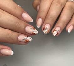 Manikur Kuku, Cute Nails For Fall, Flower Nail Designs, Seasonal Nails, Nagel Inspo, Short Acrylic Nails Designs, Bridal Nails, Autumn Nails, Fall Nail