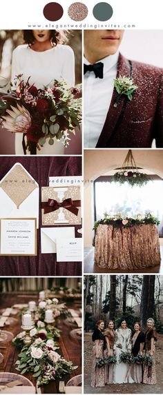 wedding color palettes with burgundy and gold