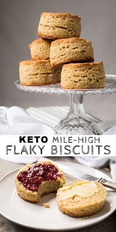 keto mile high flaky biscuits on a plate