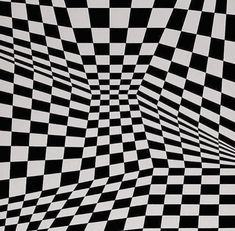 an abstract black and white checkerboard pattern is shown in this image, it appears to be distorted