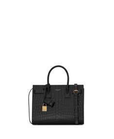 Saint Laurent Sac De Jour Baby in Crocodile Embossed Leather Briefcase Bag, Crocodile Leather, Saint Laurent Bag, Fashion Girl, Handle Bag, Chain Bags, Small Leather Goods, Leather Fashion, Embossed Leather