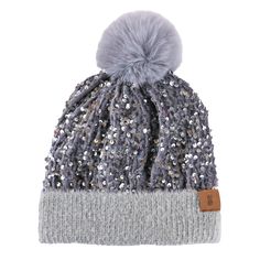 Style number: 0224-BEANIE-SQN-SLVR. Silver beanie. Knitted body. Sequin detail. Puff ball crown. Logo patch on upper left brim. Soft ribbed brim. Sparkly Winter Hat, Beanie Knitted, Southern Ladies, Crown Logo, Simply Southern, Patch Logo, Sequin, Crown, ? Logo