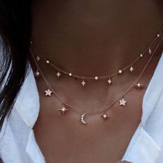 Fashion Multilayer Choker Necklace Star Moon Charm Chain Gold Women Jewelry Kalung Choker, Charm Choker Necklace, Cheap Jewelry, Pretty Jewellery, Cute Jewelry, Shinee, Boho Jewelry