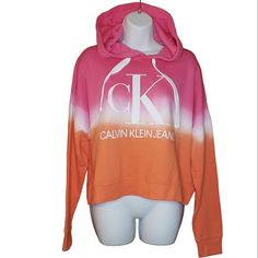 Size - Large New With Tags Tie Dye Pink - White - Orange Cropped Ptp - 26 Inches Length - 21 Inches Trendy Pink Color Block Sweatshirt, Pink Color Block Sweatshirt For Spring, Pink Casual Sweatshirt For Summer, Pink Casual Color Block Sweatshirt, Casual Pink Color Block Sweatshirt, Pink Sporty Tops For Fall, Sporty Pink Tops For Fall, Sporty Pink Top For Fall, Pink Relaxed Fit Color Block Tops