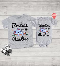 "Matching Best Friends Shirt, Gift For Best Friend, Matching Sibling Shirt, Besties For The Resties Shirt, Besties Shirt, Matching Shirt HOW TO ORDER CUSTOM T-SHIRT 1-) Please, Check and Review all Photos. 2-) Select Your T-shirt Color. 3-) Select Your T-shirt Size. 4-) Please add one by one on to your cart. 5-) Click ADD TO CART and You can go back to add more product color to your family members or You can complete the checkout process. 6-) After You added your note, Please Click \"Proceed to Besties For The Resties, Best Friend Matching, Paris Themed Birthday Party, Matching Sibling Shirts, Mom And Me Shirts, Flower Girl Shirts, Sibling Shirts, Matching Mom, Best Friend Shirts