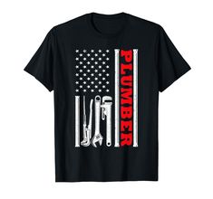 a black t - shirt with an american flag and tools on it that says,'p