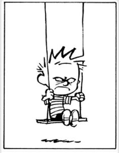 a drawing of a cartoon character sitting on a swing