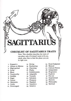 the back cover of sagittarius checklist of sagittarius treats