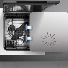 an open dishwasher with the door opened