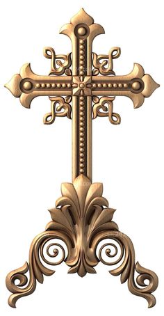 an ornate cross is shown on a white background