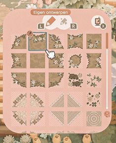 an image of a screen shot of the game's user interface, with different patterns and shapes