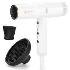 PRICES MAY VARY. Fast Dry & Save Time- IG INGLAM hair dryer(1875W, 125V, 60HZ) is equipped with a unique digital motor with 110,000 RPM & the impeller adopts the airplane turbine engine shape, the air outlet wind speeds up to 30 m/s, fast dry, cut half your drying time. Soft and Shiny Hair-Compact blow dryer integrated microprocessor and temperature sensor, which can monitor the air outlet temperature at high frequency 60 times per second. Hair dryer integrate negative ion generator releases up Turbine Engine, Ionic Hair Dryer, Wind Speed, Static Electricity, Travel Home, Home Salon, Blow Dryer, High Frequency, Shiny Hair