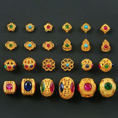 18K Gold Ancient Gold Hollow Spacer Beads Inlaid Zircon/Turquoise Antique Ethnic Style Beads For Jewelry Making ❤ Material: 18K Gold/Zircon/Turquoise ❤ Size: (approx.) #A Diameter Size: 5.5mm / hole diameter: 1.5mm / Thickness: 3.8mm / Weight: 0.24grams #B Diameter Size: 5.5mm / hole diameter: 1.5mm / Thickness: 3.8mm / Weight: 0.24grams #C Diameter Size: 5.5mm / hole diameter: 1.5mm / Thickness: 3.8mm / Weight: 0.24grams #D Diameter Size: 6.2mm / hole diameter: 1.5mm / Thickness:4.5mm / Weight: Paracord Beads, Brass Accessories, Jewellery Making Materials, Charm Beads, Beads For Jewelry Making, Small Pendant, Ethnic Style, Beads For Jewelry, Ethnic Fashion