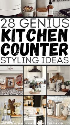 kitchen counter styling Matte Black Cabinets, Kitchen Counter Styling Ideas, Counter Styling, Kitchen Counter Styling, Modern Kitchen Counters, Kitchen Design Countertops, Kitchen Countertop Organization, Kitchen Countertop Decor