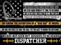 an american flag with the words dispatcher written in black and yellow on it, next to a pair of headphones