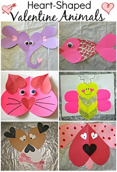 heart shaped valentine animals made out of paper