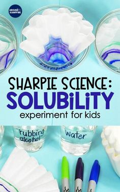 the science experiment for kids is shown with water and paper