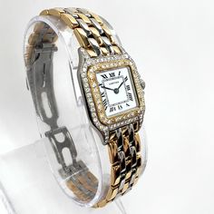 The Cartier Panthere 18K Gold and Stainless Steel Women's Diamond Watch 23mm ~1ct is a timeless classic. This Luxurious Cartier watch is pre-owned, in excellent condition, and comes in an original box with a full warranty from ItsHot.com. Whether you're looking for a classic timepiece or a luxurious statement piece, the  Cartier Panthere 18K Gold and Stainless Steel Women's Diamond Watch 23mm ~1ct is the perfect choice. Each watch can be additionally customized with diamonds (please contact us f Diamond Watches Women, Cartier Panthere, Diamond Jewelry Store, Cartier Santos, Cartier Watch, Women Diamond, Diamond Watch, Stainless Steel Watch, Timeless Classic