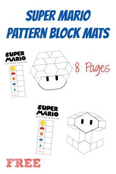 the super mario pattern block mats with 8 pages to print out for kids and adults