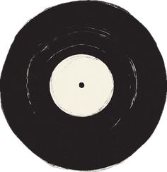 a black and white record on a white background