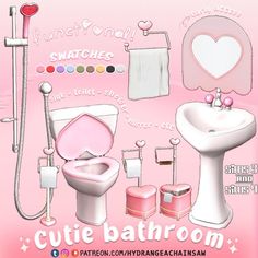 the bathroom is pink and has various items for it to be used in this game