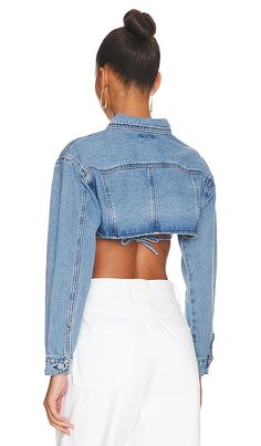 Find SUPERDOWN Demi Crop Jacket Set In Blue on Editorialist. superdown Demi Crop Jacket Set in Blue. - size M (also in S, XS, XXS) superdown Demi Crop Jacket Set in Blue. - size M (also in S, XS, XXS) 100% cotton. Made in China. Hand wash. Front button and back tie closure. Detachable jacket. Lightweight denim fabric. Sold as a set. SPDW-WS1759. SDS2535 S23. superdown is a contemporary label offering on-demand, on-trend, on-social apparel. Always on the pulse of the latest styles, superdown is the go-to for aspiring, trendy, fashion-loving babes who are #superdown for anything. Black Witch Dress, Silk Spiderman, Catwoman Halloween Costume, Detachable Jacket, Combat Uniforms, Witch Dress, Cat Halloween Costume, Stylish Jackets, Crop Top Blouse